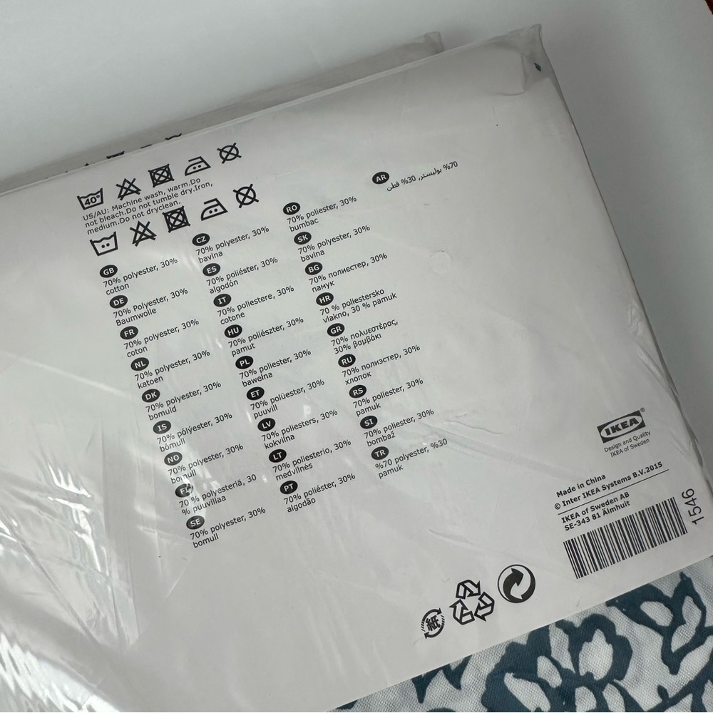 Ikea Mjölkört Mjolkort Curtains 4 Panels 57” x 98” Blue White Floral NWT - Picture 4 of 6